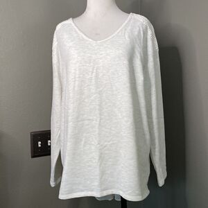 Westport Knit Long Sleeve Top Lace back Detail Oatmeal Heather Color